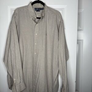 Ralph Lauren Men's Gingham Shirt - Beige and White